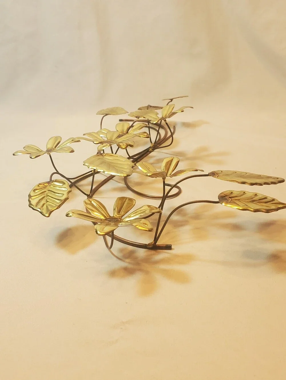 Homco Home Interiors Vtg Brass Gold Leaf Flower Metal Wall Art Branch MCM Retro